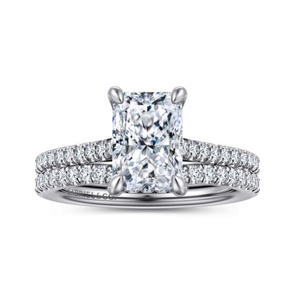 Aline - 14K White Gold Radiant Cut Diamond Engagement Ring