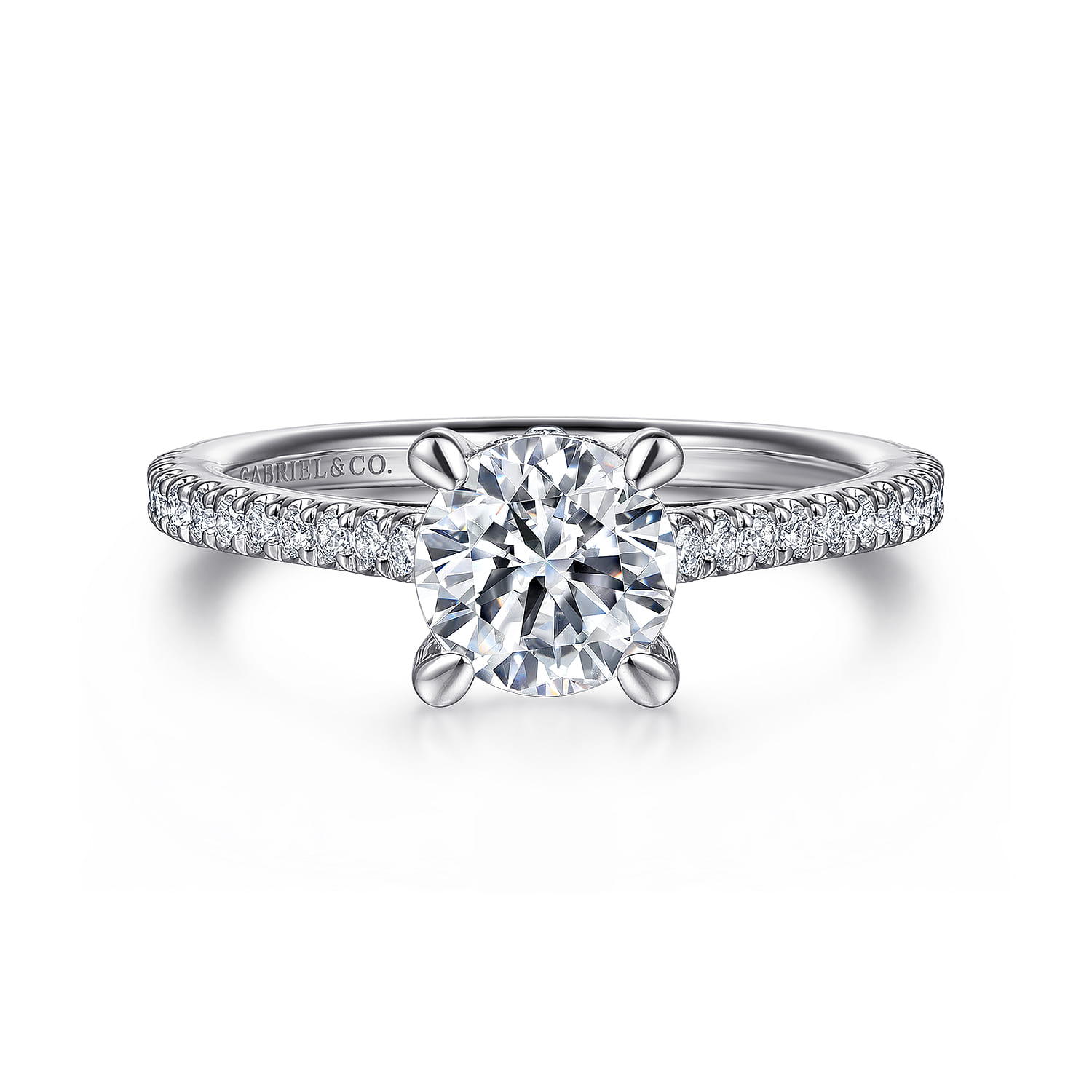 Aline - 14K White Gold Round Diamond Engagement Ring