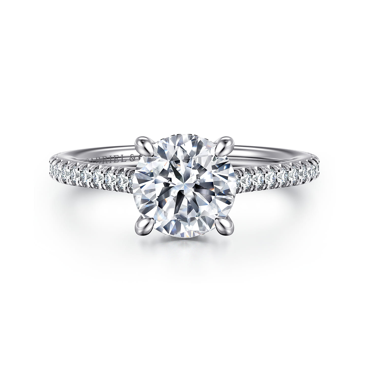 Aline - 14K White Gold Round Diamond Engagement Ring