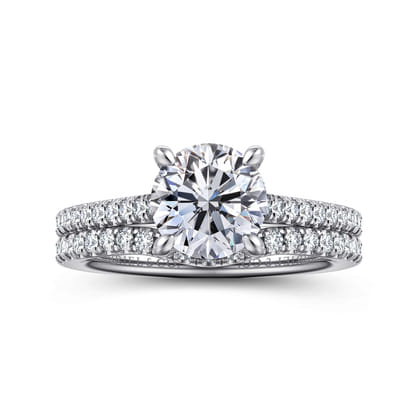 Aline - 14K White Gold Round Diamond Engagement Ring