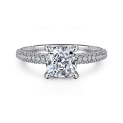 Alinna - 14K White Gold Cushion Cut Diamond Engagement Ring