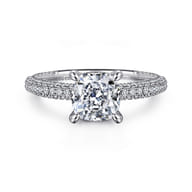 Alinna - 14K White Gold Cushion Cut Diamond Engagement Ring