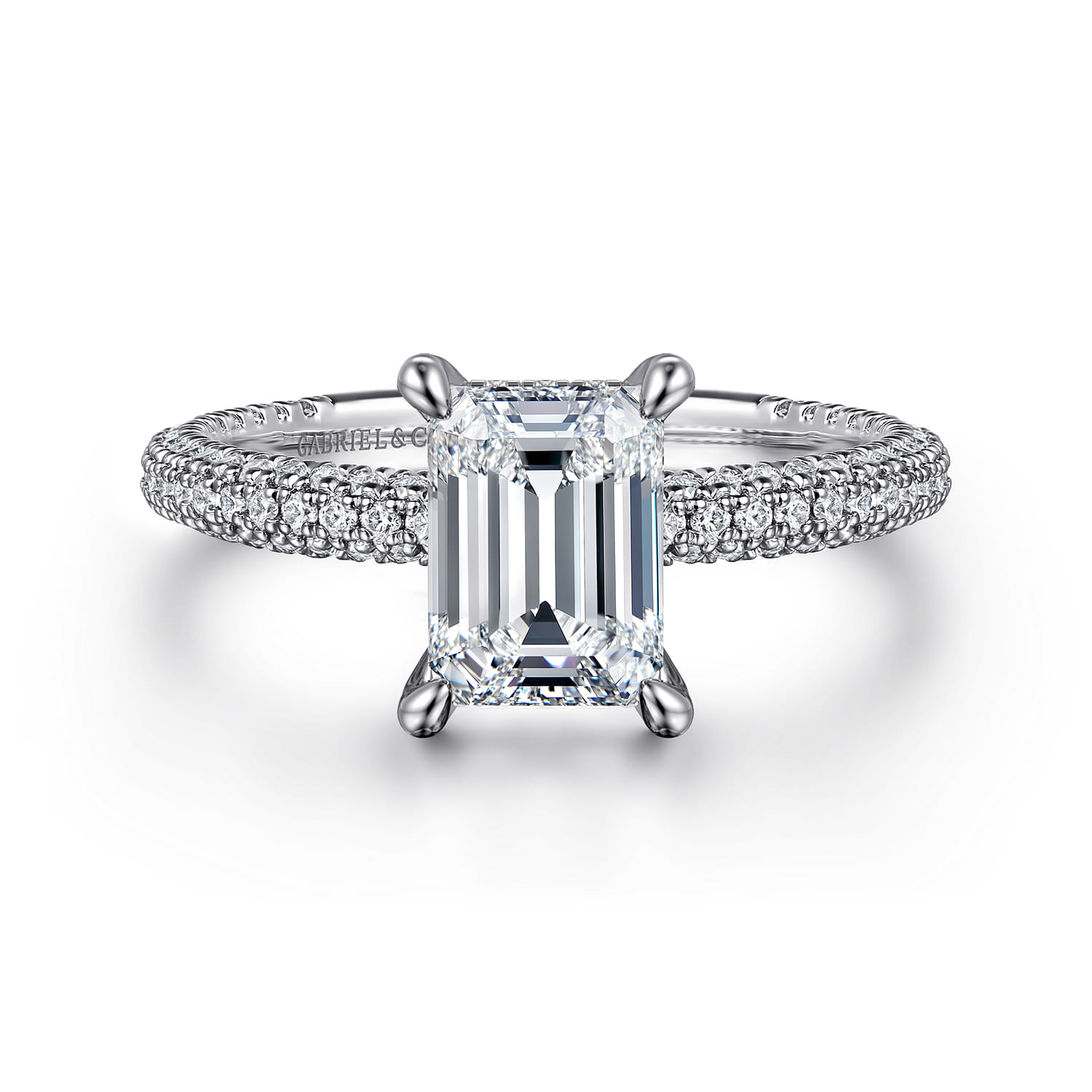 Alinna - 14K White Gold Emerald Cut Diamond Engagement Ring