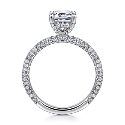 Alinna - 14K White Gold Emerald Cut Diamond Engagement Ring