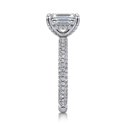 Alinna - 14K White Gold Emerald Cut Diamond Engagement Ring