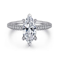 Alinna - 14K White Gold Marquise Shape Diamond Engagement Ring