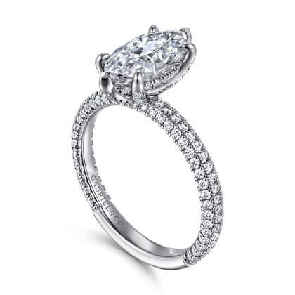 Alinna - 14K White Gold Marquise Shape Diamond Engagement Ring