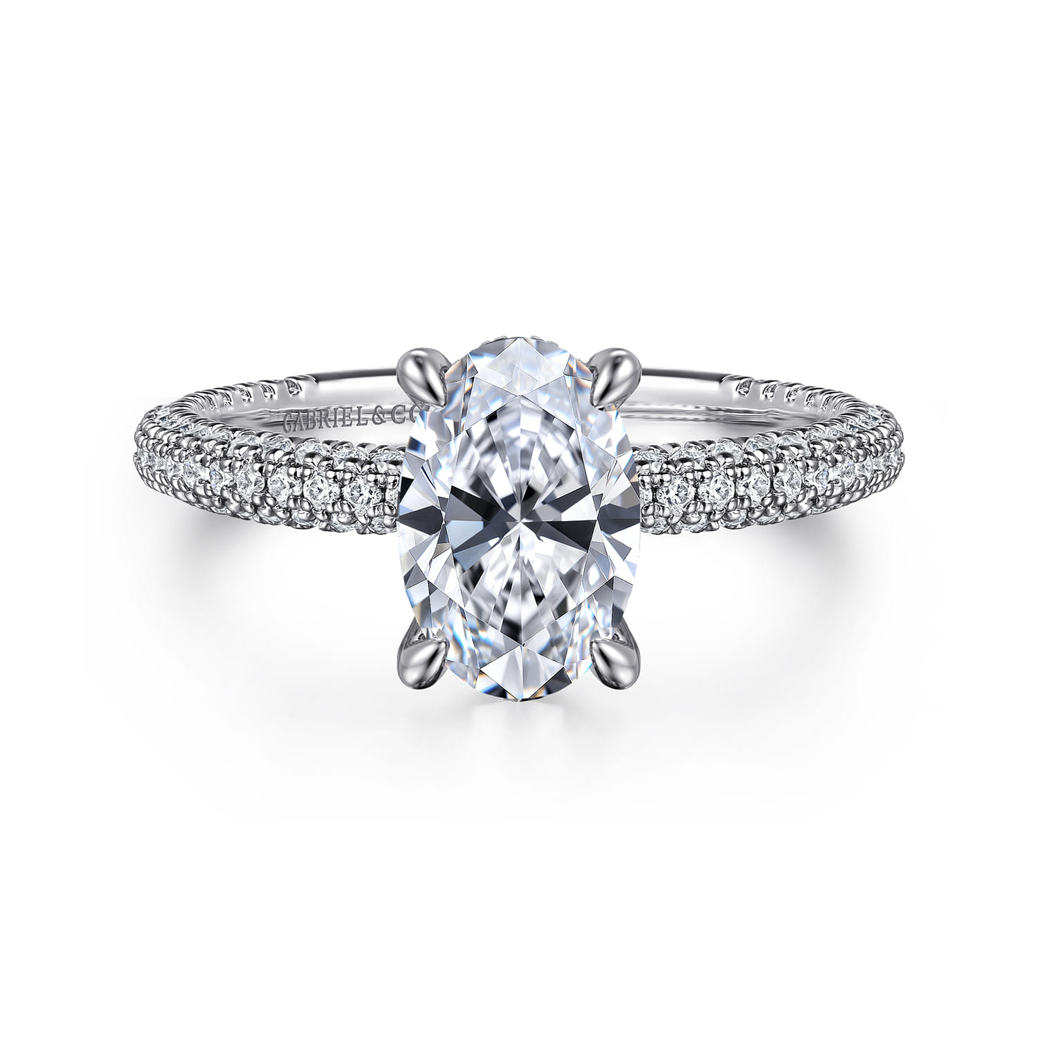 Alinna - 14K White Gold Oval Diamond Engagement Ring