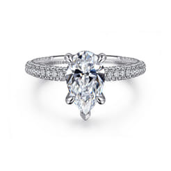Alinna - 14K White Gold Pear Shape Diamond Engagement Ring