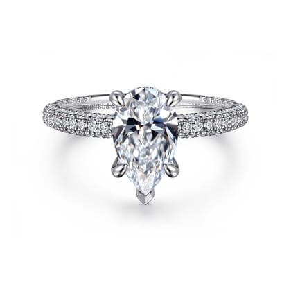 Alinna - 14K White Gold Pear Shape Diamond Engagement Ring