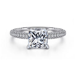 Alinna - 14K White Gold Princess Cut Diamond Engagement Ring