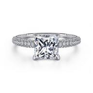 Alinna - 14K White Gold Princess Cut Diamond Engagement Ring