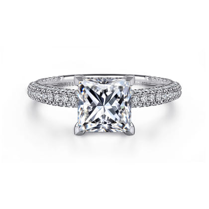 Alinna - 14K White Gold Princess Cut Diamond Engagement Ring