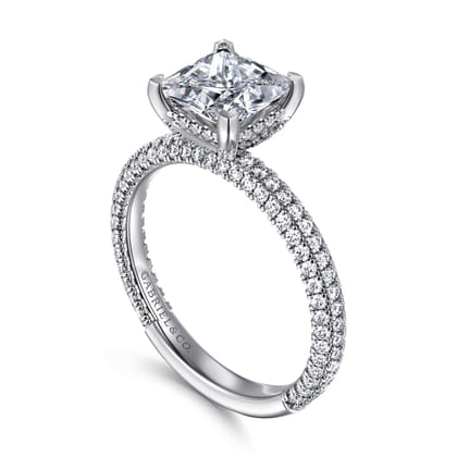 Alinna - 14K White Gold Princess Cut Diamond Engagement Ring