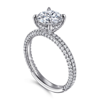 Alinna - 14K White Gold Round Diamond Engagement Ring