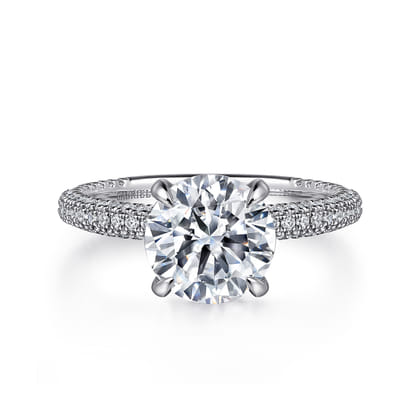 Alinna - 14K White Gold Round Diamond Engagement Ring
