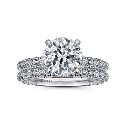 Alinna - 14K White Gold Round Diamond Engagement Ring