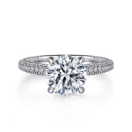 Alinna - 14K White Gold Round Pave Diamond Engagement Ring