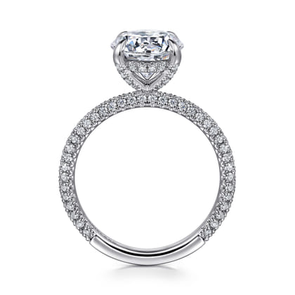 Alinna - 14K White Gold Round Pave Diamond Engagement Ring