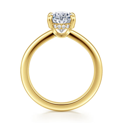 Aliona - 14K White-Yellow Gold Oval Diamond Engagement Ring