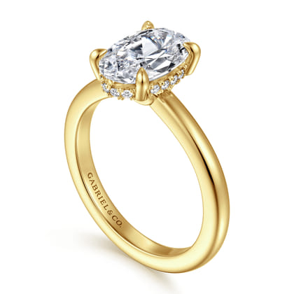 Aliona - 14K White-Yellow Gold Oval Diamond Engagement Ring
