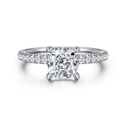 Alisa - 14K White Gold Cushion Cut Diamond Engagement Ring