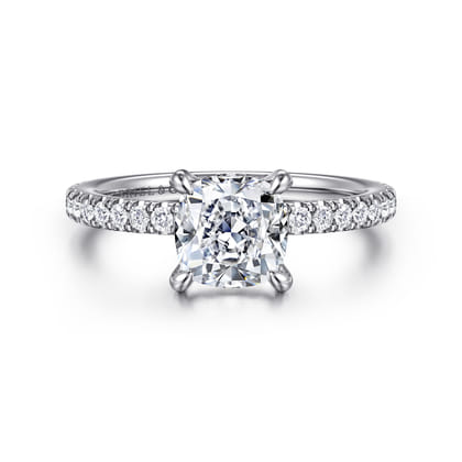 Alisa - 14K White Gold Cushion Cut Diamond Engagement Ring