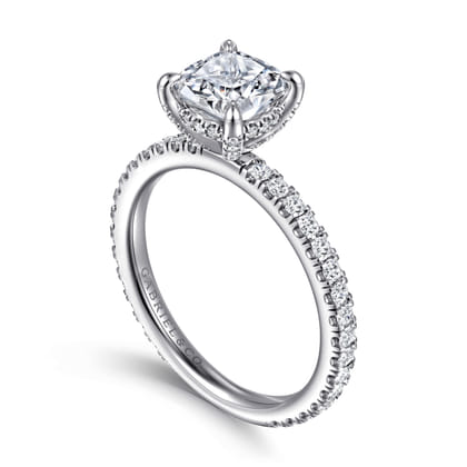 Alisa - 14K White Gold Cushion Cut Diamond Engagement Ring