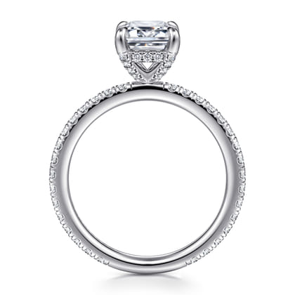 Alisa - 14K White Gold Emerald Cut Diamond Engagement Ring