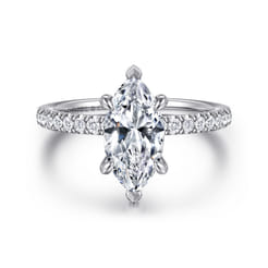 Alisa - 14K White Gold Marquise Shape Diamond Engagement Ring