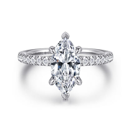 Alisa - 14K White Gold Marquise Shape Diamond Engagement Ring
