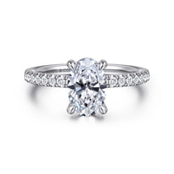 Alisa - 14K White Gold Oval Diamond Engagement Ring
