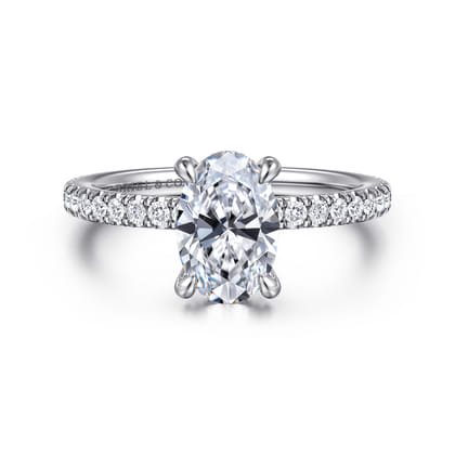 Alisa - 14K White Gold Oval Diamond Engagement Ring