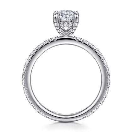 Alisa - 14K White Gold Oval Diamond Engagement Ring