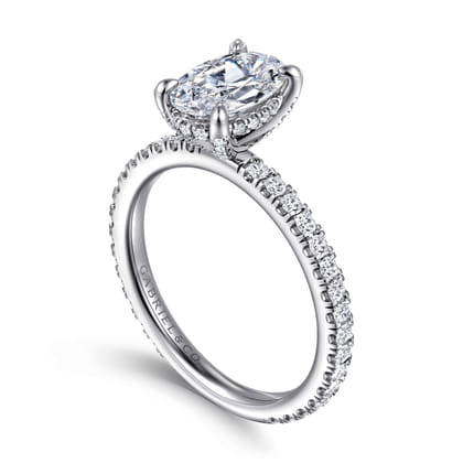 Alisa - 14K White Gold Oval Diamond Engagement Ring