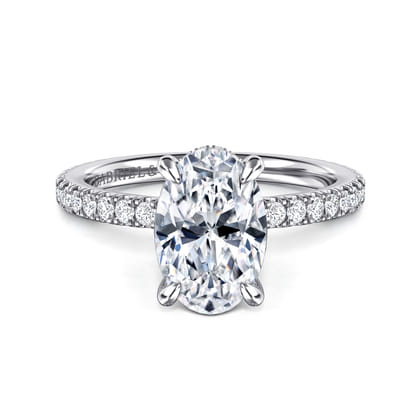 Alisa - 14K White Gold Oval Diamond Engagement Ring