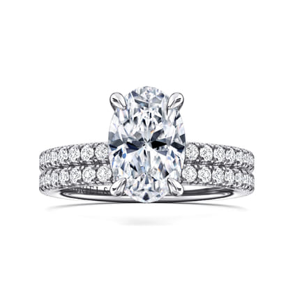 Alisa - 14K White Gold Oval Diamond Engagement Ring