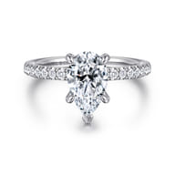 Alisa - 14K White Gold Pear Shape Diamond Engagement Ring