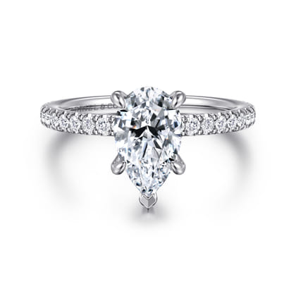 Alisa - 14K White Gold Pear Shape Diamond Engagement Ring