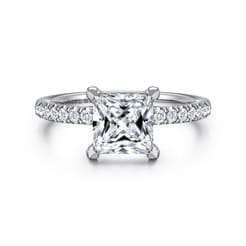 Alisa - 14K White Gold Princess Cut Diamond Engagement Ring