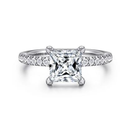 Alisa - 14K White Gold Princess Cut Diamond Engagement Ring
