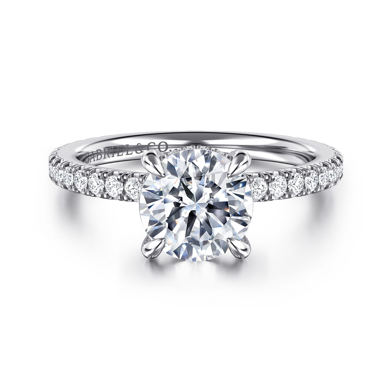 Alisa - 14K White Gold Round Hidden Halo Diamond Engagement Ring