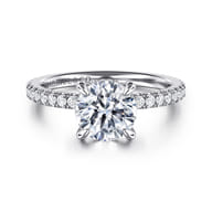 Alisa - 14K White Gold Round Hidden Halo Diamond Engagement Ring