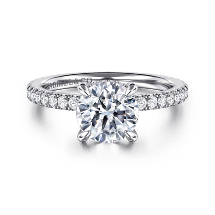 Alisa - 14K White Gold Round Hidden Halo Diamond Engagement Ring