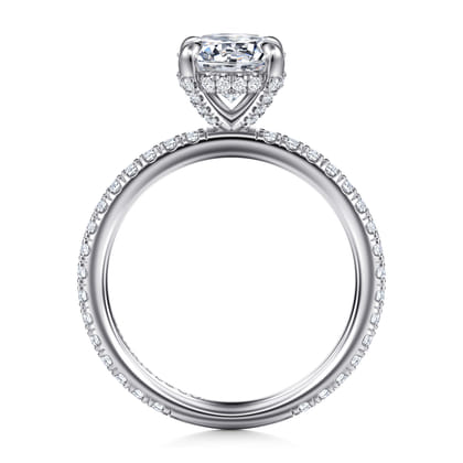 Alisa - 14K White Gold Round Hidden Halo Diamond Engagement Ring