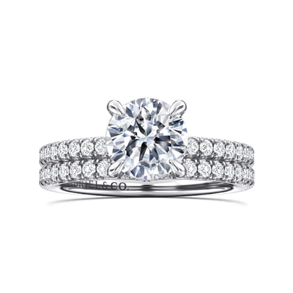 Alisa - 14K White Gold Round Hidden Halo Diamond Engagement Ring