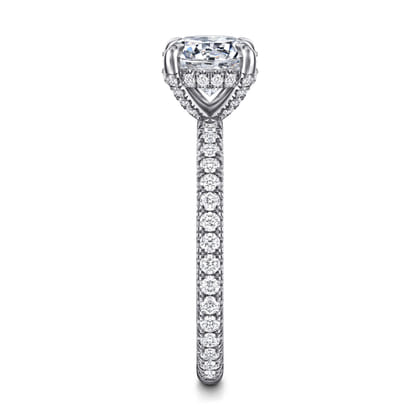 Alisa - 14K White Gold Round Hidden Halo Diamond Engagement Ring