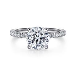 Alisa - 14K White Gold Round Hidden Halo Diamond Engagement Ring