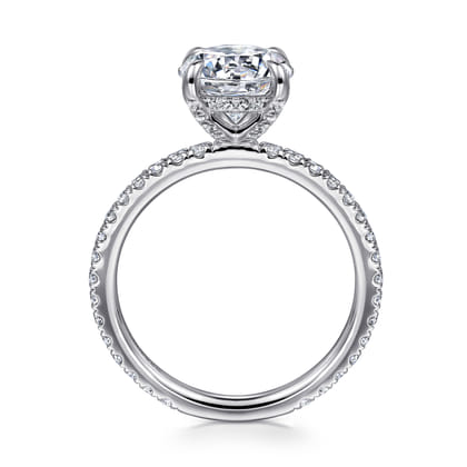 Alisa - 14K White Gold Round Hidden Halo Diamond Engagement Ring