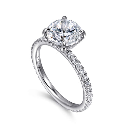 Alisa - 14K White Gold Round Hidden Halo Diamond Engagement Ring